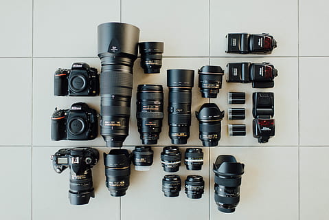 flad, lægge, fotografering, dslr kamera, sæt, tech, gear, linse, kamera, blitz, kamerahus, kit, kitlens, zoom, tele, vidvinkel, makro, fladt læg, udstyr, objektiv, kamera - fotografisk udstyr, objektiv - optisk instrument, teknologi, SLR kamera, enkelt objekt, sort farve, optisk instrument, baggrunde, isolerede, fotograf, digitalt kamera, fotografering temaer, 5K, CC0, offentligt domæne, royaltyfrie