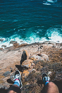 dangle, cliff, beach, ocean, cape town, rocks, water, birds eye view, tumblr, vans, shoes, socks, stance, creative, sea, low section, rock, human body part, land, real people, body part, one person, nature, solid, rock - object, personal perspective, lifestyles, day, beauty in nature, human leg, outdoors, 4K, CC0, public domain, royalty free