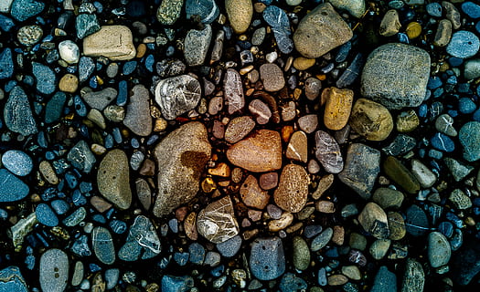 rock, stone, pattern, texture, background, river, wallpaper, backgrounds, structure, brown, abstract, blautöne, area, design, surface, pebbles, pebble, layer, landscape format, full frame, large group of objects, abundance, no people, day, solid, textured, nature, close-up, stone - object, directly above, outdoors, stack, high angle view, wood - material, 5K, CC0, public domain, royalty free