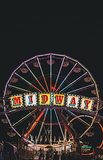 midway, ferris, wheel, nighttime, background, beautiful, carnival, carousel, celebration, circus, color, dark, enjoyment, entertainment, evening, fair, fairground, ferris wheel, festival, fun, funfair, illuminated, leisure, light, lights, music, night, people, perspective, recreation, rides, theme park, amusement park, amusement park ride, arts culture and entertainment, sky, architecture, built structure, leisure activity, group of people, traveling carnival, crowd, real people, nature, outdoors, metal, large group of people, 5K