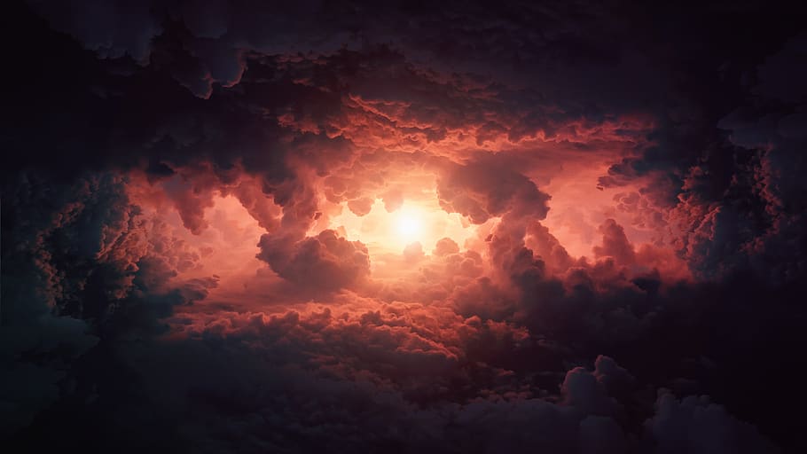 cielo, nuvole, forma di nuvole, nubi cumuliformi, tempo metereologico, tempesta, sole, conto, sembrare, raggi, bellissimo, enorme, cielo serale, luminosa, celeste, divine, fantasia, nuvola - cielo, bellezza nella natura, la tranquillità, scena tranquilla, scenics - natura, tramonto, natura, nessuno, cielo drammatico, idilliaco, Inquadratura dal basso, colore arancione, luce del sole, all'aperto, maestoso, silhouette, Cloudscape, 4K