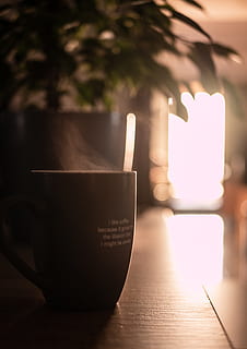 vågen, bord, kontor, lys, sol, efterår, krus, drikke, gylden time, te, kaffe, kop, ingen mennesker, kaffekop, belyst, mad og drikke, tæt på, indendørs, tekst, træ - materiale, kaffe - drikke, forfriskning, fokus på forgrunden, natur, stilleben, selektiv fokusering, varm drikke, 4K, CC0, offentligt domæne, royaltyfrie
