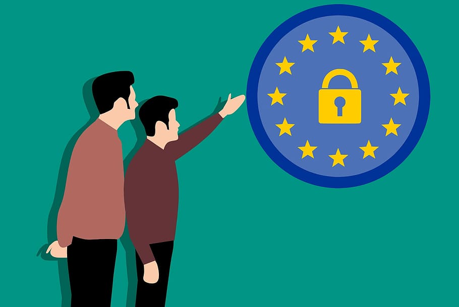 ilustrare, gdpr icon, Două, oameni, gdpr, Securitate, date, informație, Europa, intimitate, tehnologie, regulament, lege, protecţie, european, general, proteja, legal, bărbați, extatic, fericire, om de afaceri, arătând, , persoană, veneraţie, fundal colorat, doi oameni, adult, resolidarizare, siluetă, conexiune, în interior, albastru, studio shot, masculi, de la talie in sus, femei, comunicare, tânăr adult, cooperare, Afaceri, permanent, fundal albastru, 2K