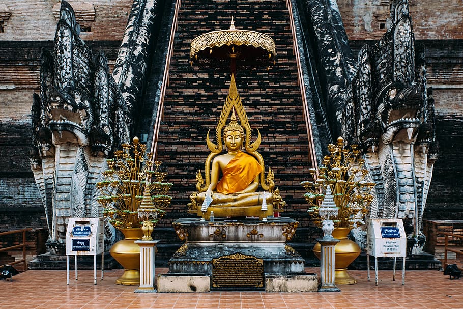 daurat, Buda, escales, edifici, arquitectura, temple, adoració, santuari, Església, altar, persona, humà, sòls, art, barana, metròpolis, urbà, ciutat, escultura, planta, creença, religió, representació, lloc de culte, estàtua, espiritualitat, color daurat, representació humana, semblança masculina, estructura construïda, art i artesania, cap gent, creativitat, artesania, ídol, ornamentat, 5K