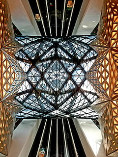 Macau, cotai, morpheus, exappiah, edifici, arquitectura, patró, estructura construïda, a l'interior, disseny, sostre, cap gent, metall, dia, vidre - material, vista d’angle baix, modern, forma, característica arquitectònica, directament a sota, forma geomètrica, museu, vidre, claraboia, arquitectura i art, ornamentat, 2K, CC0, domini públic, lliure de regalies