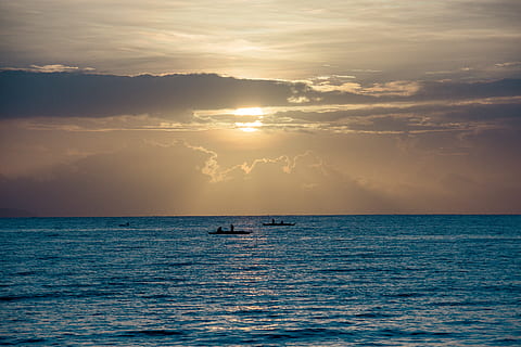 scenic, view, ocean, sunset, beach, clouds, dawn, idyllic, nature, reflection, ripples, scenery, sea, seascape, sky, sunrise, water, horizon over water, scenics - nature, horizon, beauty in nature, cloud - sky, tranquility, waterfront, tranquil scene, nautical vessel, transportation, no people, sunlight, outdoors, 5K, CC0, public domain, royalty free