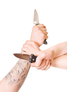 action, apparatus, assault, attack, background, block, clinch, coaching, combat, defence, effort, fight, force, hand, hold, implement, karate, knife, man, pierce, shu, single, sport, strain, training, white, wrestling, wu, wushu, tattoo, human hand, human body part, white background, finger, human finger, studio shot, indoors, body part, holding, people, women, lifestyles, adult, close-up, jewelry, communication, ring, nail, personal accessory, aggression, 2K, CC0, public domain, royalty free
