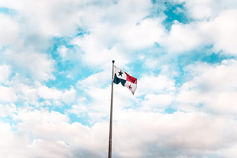 green, white, red, star flag, bright, cloudiness, clouds, cloudscape, cloudy, colors, day, daylight, flagpole, high, scenic, sky, stars, windy, cloud - sky, flag, patriotism, low angle view, pole, wind, nature, no people, environment, waving, outdoors, blue, pride, emotion, symbol, cross shape, national icon, 5K, CC0, public domain, royalty free