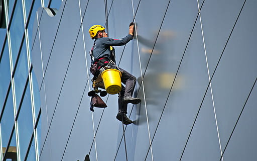 man cleaning, glass, building, bucket, cleaner, cleaning, danger, equipment, height, high, job, leisure, low angle shot, man, person, rappelling, reflection, rope, safety, service, sport, windows, work, worker, working, sky, men, warning sign, real people, risk, helmet, one person, sign, headwear, low angle view, protection, occupation, day, nature, safety harness, outdoors, safety equipment, 4K, CC0, public domain, royalty free