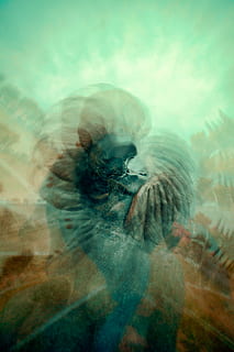 oeuvre abstraite, la vie marine, méduse, invertébré, animal, composite numérique, une personne, Exposition multiple, mouvement, adulte, journée, jeune adulte, mouvement flou, en plein air, effrayant, jeune femme, abstrait, la nature, fantaisie, prise de vue en studio, vue de face, horreur, fermer, effet texturé, 5K, CC0, domaine public, libre de droits