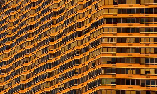 oranžové betonové budovy, budova, okno, vzor, architektura, mrakodrap, oranžový, sklenka, opakování, žlutá, město, opakovat, famou, práce, obytný, odraz, textura, vlastnictví, finanční, venkovní, perspektivní, exteriér budovy, stavba, celý rám, byt, moderní, rezidenční čtvrti, nikdo, pozadí, nízký úhel pohledu, kancelářská budova exteriér, vysoká - vysoká, slunečního světla, balkón, venku, panoráma města, bydlení, 5K, CC0, veřejná doména, bez autorských práv