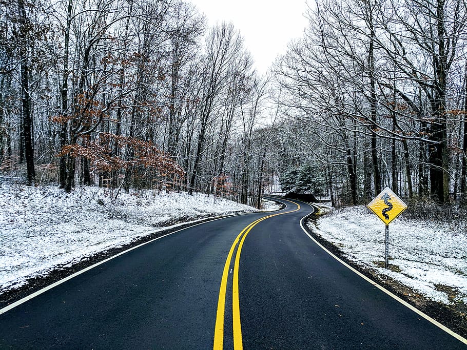 carretera buida, viatjar, cleveland, ohio, parc estatal, Parc Nacional, parc, hivern, viatge de carretera, carretera, signe, neu, direcció, arbre, transport, el camí a seguir, símbol, temperatura de fred, marcatge, marcatge de carreteres, arbre nu, cap gent, planta, naturalesa, senyal de trànsit, comunicació, doble línia groga, groc, orientació, perspectiva decreixent, a l'aire lliure, 4K