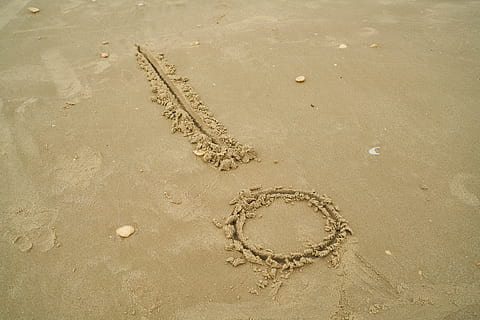 sand, beach, article, exclamation, attention, nature, environmental, marine, summer, background, beautiful, texture, pattern, the draw, to write, land, high angle view, no people, water, day, footprint, outdoors, sea, tranquility, creativity, print, backgrounds, track - imprint, wet, drawing - art product, 8K, CC0, public domain, royalty free