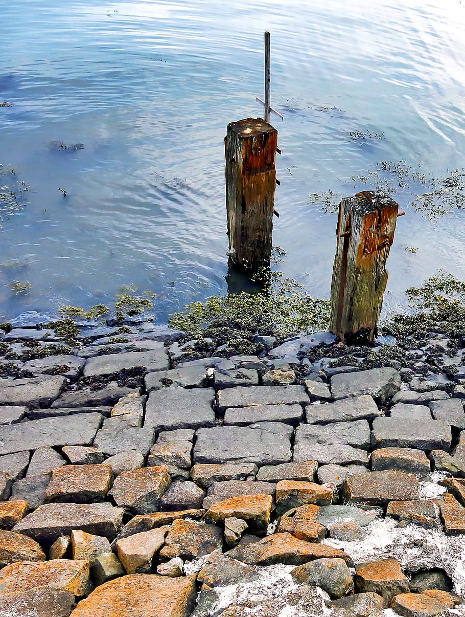 sentiero, passerella, pietra da lastrico, ardesia, roccia, marciapiede, ruggine, macerie, ciottolo, terra, suolo, mattone, alzavola, all'aperto, acqua, ondulazione, indietro, cinghia, fango, giorno, solido, nessuno, natura, inviare, lago, spiaggia, danneggiato, arrugginito, vista dall'alto, abbandonato, vecchio, obsoleto, intemperie, problemi ambientali, legno - materiale, deterioramento, inquinamento, post in legno, 2K