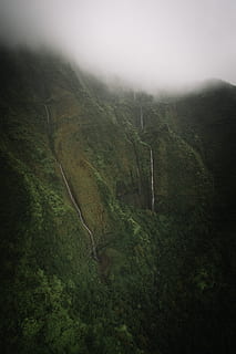 núvols blancs, muntanya, núvol, cascada, verd, boira, bosc, riu, corrent, a l'aire lliure, naturalesa, vida salvatge, cascada de Hawaii, cascada de kauai, foto d’helicòpter, helicòpter hawaii, kauai hawaii, kauai, paisatge, escenics, turó, Xina - Àsia oriental, color verd, viatjar, cel, cim de muntanya, arbre, vall, medi ambient, lloc famós, asia, penya-segat, cap gent, herba, turisme, carretera, 5K, CC0, domini públic, lliure de regalies