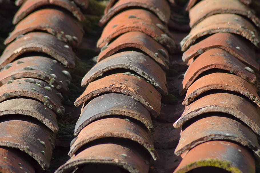 střešní krytiny, dlaždice, textura, střecha, pokrývači, detail, nikdo, střešní taška, den, selektivní zaměření, celý rám, pozadí, v řadě, venku, rezavý, opakování, velká skupina objektů, vysoký úhel pohledu, vzor, Příroda, kov, zaměřit se na popředí, zásobník, hnědý, 5K