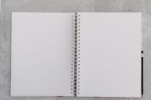 opened notebook, spiral notebook, note pad, paper, book, publication, copy space, blank, spiral, indoors, no people, studio shot, page, still life, education, white color, close-up, office supply, open, white background, office, ring binder, clean, 5K, CC0, public domain, royalty free