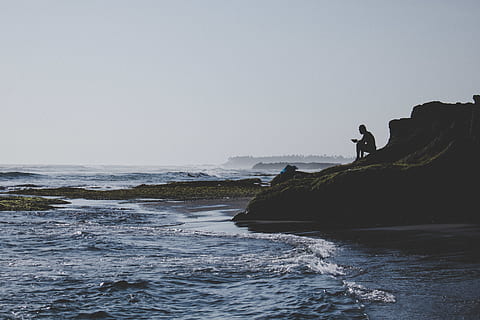 indonesia, echo beach, sea, water, sky, leisure activity, land, real people, lifestyles, beauty in nature, men, nature, scenics - nature, beach, people, rock, motion, clear sky, standing, day, outdoors, horizon over water, 5K, CC0, public domain, royalty free