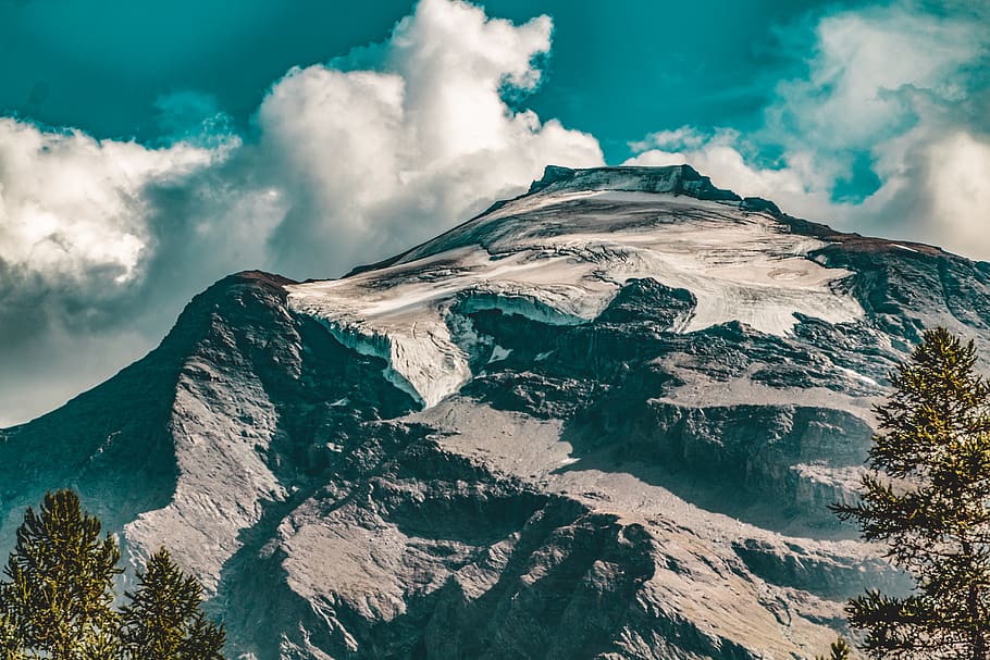 felsig, Berg, Blau, wolkig, Himmel, Wolken, Tageslicht, Gletscher, hoch, Land, Landschaft, Natur, szenisch, wolke - himmel, Schönheit in der Natur, Szenen - Natur, kalte Temperatur, ruhige Szene, Schnee, Ruhe, Winter, Umgebung, Gebirge, Nicht-städtische Szene, schneebedeckter Berg, keine Leute, Tag, idyllisch, Gipfel, draußen, Formation, 5K