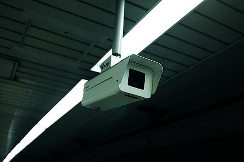 cctv, camera, security, safety, ceiling, building, architecture, built structure, low angle view, indoors, no people, technology, security camera, sunlight, wall - building feature, electricity, shadow, illuminated, surveillance, focus on foreground, protection, fluorescent light, 4K, CC0, public domain, royalty free