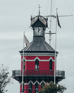 building, tower, architecture, clock tower, boat, city, urban, nature, capetown, waterfront, cloudy, landscape, aroundcapetown, clockhouse, photograph, cape, photography, fishingboat, explore, photo, built structure, building exterior, sky, snow, winter, cold temperature, no people, day, religion, belief, outdoors, cloud - sky, place of worship, spirituality, house, tree, spire, 4K, CC0, public domain, royalty free