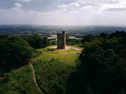 marró, castell, arbres, paisatge, núvol, Surrey, leith hill rd, Regne Unit, ruta, arbust, turó, Camí, horitzó, torre, arquitectura, edifici, naturalesa, a l'aire lliure, arbre, verd, llum solar, planta, cel, estructura construïda, exterior de l'edifici, núvol - cel, color verd, història, cap gent, creixement, el passat, escenics - natura, dia, bellesa a la natura, vista d’angle alt, horitzó sobre l’aigua, 4K, CC0, domini públic, lliure de regalies