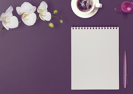 bord, notesblok, kuli, orkidé, lys, blog, blogger, blomster, breve, dekoration, besked, Bemærk, papir, skriveblok, skrive, korrespondance, scrapbooking, kopiere plads, pen, arbejdsplads, skrivebord, arbejde, direkte over, høj vinkel visning, indendørs, blomst, blomstrende plante, ingen mennesker, hvid farve, studio skud, blank, stilleben, friskhed, plante, mad og drikke, Bestil, skønhed i naturen, offentliggørelse, blomsterhoved, 5K, CC0, offentligt domæne, royaltyfrie