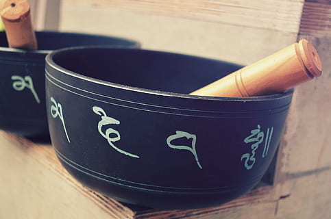 bowls, wooden, stick, wood - material, indoors, focus on foreground, close-up, one person, art and craft, human hand, hand, human body part, container, table, day, holding, text, high angle view, craft, real people, lifestyles, human limb, flower pot, 2K, CC0, public domain, royalty free