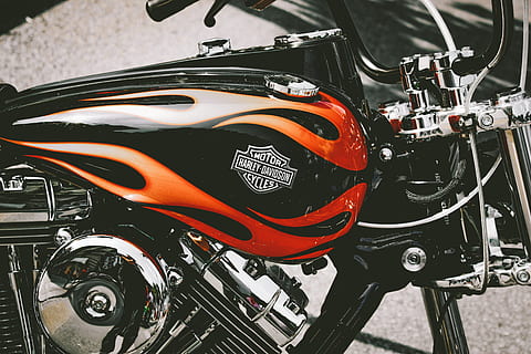 red, black, harley davidson motorcycle, chrome, close-up, design, engine, exhibition, expensive, focus, harley davidson, headlights, machine, metallic, modern, motor, motorcycle, parked, public show, shiny, steel, technology, transportation system, urban, mode of transportation, transportation, land vehicle, stationary, orange color, day, bicycle, focus on foreground, no people, outdoors, black color, street, city, road, travel, high angle view, headlight, wheel, 4K, CC0, public domain, royalty free