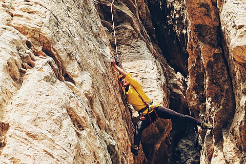 rappelling, rocks, hill, cliff, people, girl, adventure, outdoor, travel, sport, extreme sports, rock, rock - object, climbing, rock formation, solid, rope, safety, activity, rock climbing, leisure activity, lifestyles, strength, real people, mountain, nature, mountain climbing, safety harness, outdoors, skill, climbing equipment, 5K