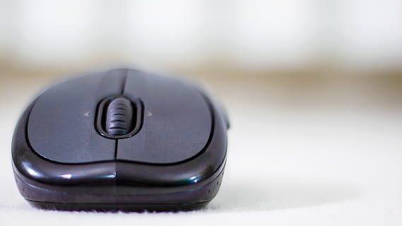 mouse, pc, laptop, computer, office, business, work, keyboard, workplace, desk, internet, table, technology, digital, macbook, desktop, communication, working, corporate, click, wireless, online, typing, close-up, single object, indoors, black color, computer equipment, no people, focus on foreground, computer mouse, connection, wireless technology, equipment, selective focus, copy space, push button, personal accessory, 2K, CC0, public domain, royalty free