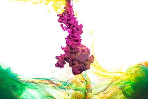 yellow, purple, ink, green, photo, Backgrounds, Textures, Abstract, Creative, multi colored, motion, white background, close-up, vibrant color, studio shot, pattern, no people, creativity, indoors, variation, water, nature, copy space, choice, mixing, flowing, psychedelic, 4K, CC0, public domain, royalty free