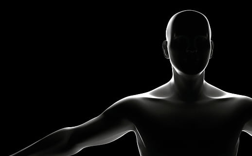 man, dummy, plain, studio shot, black background, indoors, one person, rear view, shirtless, adult, copy space, portrait, waist up, representation, standing, young adult, human representation, human body part, black color, silhouette, back lit, cut out, 8K, CC0, public domain, royalty free