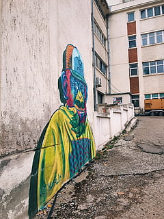 Affe, Graffiti, Zeichnung, Wand, Kunst, Straßenkunst, städtisch, bunte Malerei, die Architektur, gebaute Struktur, Gebäudehülle, echte Menschen, Tag, eine Person, Wandbau - Funktion, Kunst und Handwerk, Kreativität, Gebäude, Lebensstile, Stadt, draußen, Kleidung, Freizeitbeschäftigung, Straße, mehrfarbig, Rückansicht, Wandgemälde, 4K, CC0, gemeinfrei, lizenzfrei