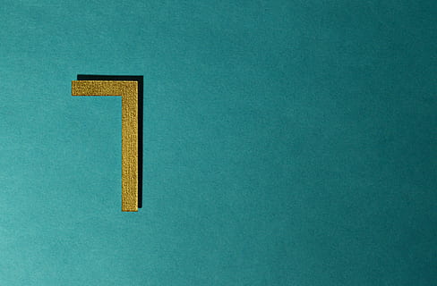 numeric 7 wall decor, art, background, decorative, design, gold, golden, illustration, metallic, number, seven, shiny, no people, indoors, copy space, close-up, wood - material, still life, blue, single object, education, studio shot, sport, blank, gold colored, backgrounds, green background, table, cut out, metal, high angle view, 5K, CC0, public domain, royalty free
