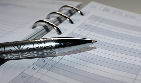 gray, pen, notebook, macro, page, planner, paper, close-up, indoors, no people, book, high angle view, still life, education, publication, writing instrument, selective focus, text, number, focus on foreground, note pad, mathematics, ballpoint pen, document, paperwork, 4K, CC0, public domain, royalty free