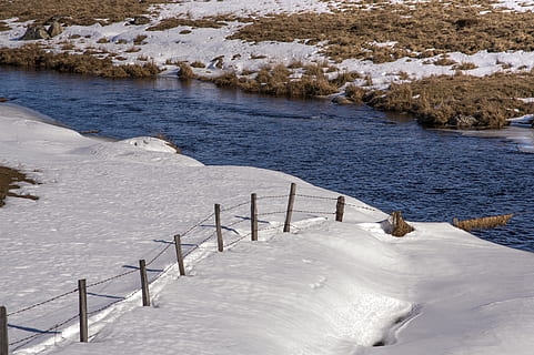 river, closing, current, winter, water, nature, beauty in nature, day, snow, high angle view, no people, cold temperature, scenics - nature, sea, tranquility, railing, land, tranquil scene, non-urban scene, outdoors, 5K, CC0, public domain, royalty free