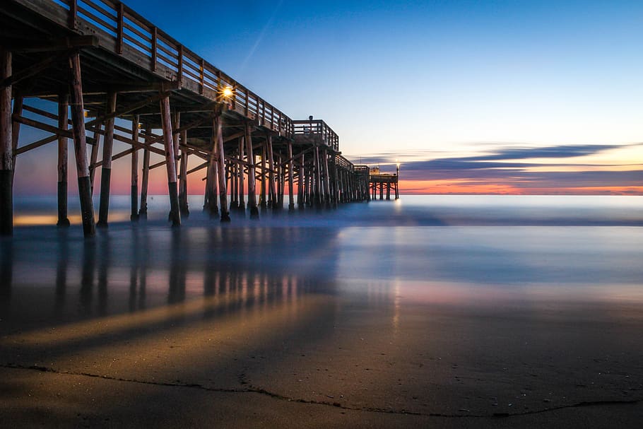 arkitektoniske, fotografering, bro, strand, skyer, dok, aften, anløbsbro, landskab, natur, ocean, mole, refleksioner, sand, hav, marinemaleri, kysten, himmel, sol, solnedgang, vand, bølger, arkitektur, bygget struktur, afspejling, ingen mennesker, belyst, transportmidler, bygning udvendig, udendørs, lang eksponering, forbindelse, bro - menneskeskabt struktur, havnefronten, arkitektoniske kolonne, 5K