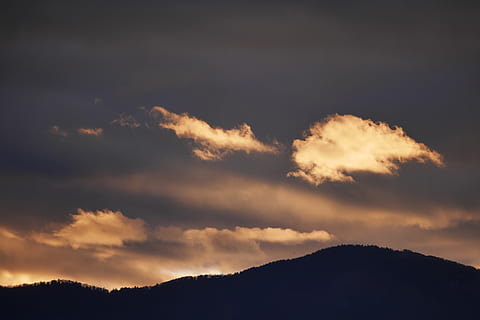hdwallpaper, wallpaper, background, fall, landscape, mountain, snow, tree, forest, sky, land, sun, sunset, autumn, cloud - sky, beauty in nature, scenics - nature, tranquil scene, tranquility, no people, silhouette, nature, idyllic, dramatic sky, environment, non-urban scene, mountain range, outdoors, majestic, meteorology, mountain peak, 5K, CC0, public domain, royalty free