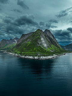 verde, montanhas, costa, de praia, nuvens, céu nublado, céu dramático, drone, fotografia de drone, fiorde, panorama, montanha, natureza, Noruega, oceano, cênico, mar, Beira Mar, céu, verão, por do sol, agua, nuvem - céu, beleza na natureza, scenics - natureza, cena tranquila, tranquilidade, beira-mar, ninguém, dia, cena não urbana, nublado, cadeia de montanhas, tempestade, meio Ambiente, ao ar livre, Pico da montanha, 4K, CC0, domínio público, royalty free