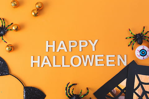 orange, flatlay photo, Flatlay, Happy, Emotion, Halloween, Candy, text, communication, western script, architecture, sign, no people, yellow, indoors, education, orange color, lighting equipment, capital letter, art and craft, wall - building feature, creativity, built structure, nature, 4K, CC0, public domain, royalty free