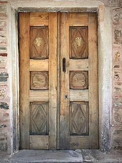 Grecia, Monte Athos, porta, Entrata, chiuso, architettura, legno - materiale, sicurezza, struttura costruita, protezione, nessuno, giorno, esterno dell'edificio, costruzione, vecchio, Casa, legna, all'aperto, Marrone, portone, porta d'ingresso, 4K, CC0, dominio pubblico, privo di copyright