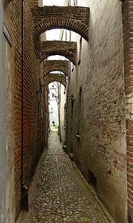 rosa, passaggio, corridoio, stretto, arco, parete, bicicletta, ciclista, strada, connessione, deventer, Olanda, architettura, struttura costruita, la strada davanti, direzione, costruzione, vicolo, caratteristica della parete, portico, nessuno, esterno dell'edificio, vuoto, sentiero, vecchio, ciottolo, prospettiva decrescente, mattone, all'aperto, lungo, arcuato, 5K, CC0, dominio pubblico, privo di copyright