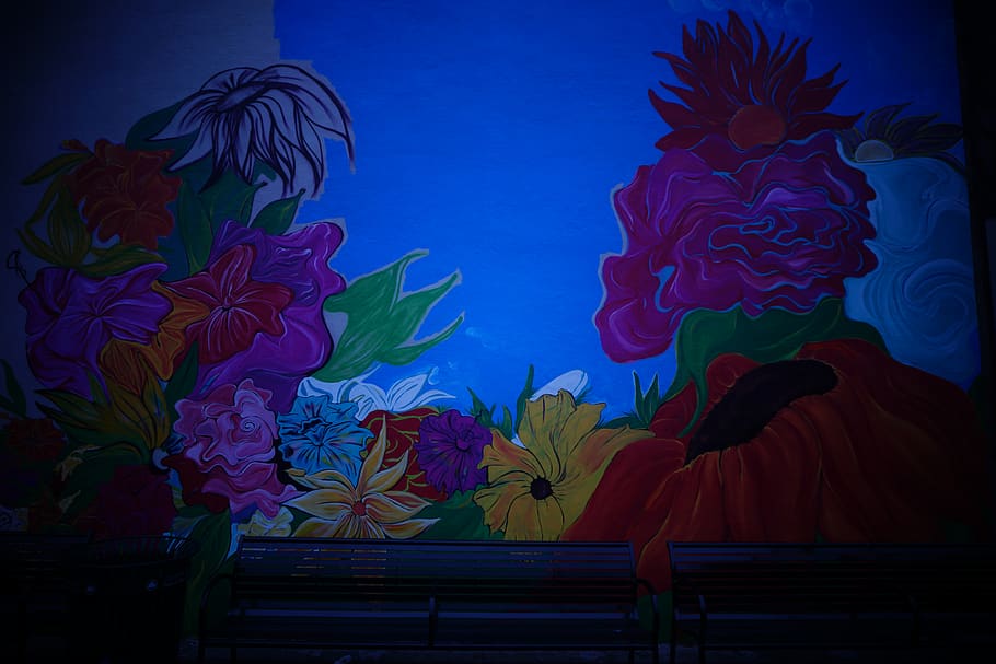 art, gràfics, pintura, patró, disseny floral, mural, a l'aire lliure, mobles, banc, naturalesa, sofà, ornament, fractal, art Modern, dibuix, graffiti, paret, World of Warcraft, vida salvatge, elk, flor, planta, planta amb flors, cap gent, multicolor, a l'interior, bellesa a la natura, blau, fragilitat, vulnerabilitat, frescor, primer pla, nit, cap de flor, vidre - material, color taronja, full, creativitat, arranjament floral, 5K