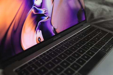 computer, pc, electronics, keyboard, laptop, hardware, computer keyboard, computer hardware, lcd screen, screen, display, monitor, apple, macbook, tablet computer, surface computer, video gaming, desktop, mouse, steering wheel, technology, wireless technology, computer equipment, connection, communication, indoors, close-up, no people, night, furniture, black color, purple, home interior, selective focus, computer network, food and drink, computer key, 5K, CC0, public domain, royalty free