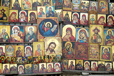 sofia, bulgary, lidské zastoupení, vícebarevné, mužská podobnost, zastoupení, uvnitř, náboženství, umění a řemesla, ženská podobnost, duchovno, víra, výběr, nikdo, nástěnná malba, variace, tvořivost, architektura, místo uctívání, Dějiny, minulost, freska, 1080P, CC0, veřejná doména, bez autorských práv