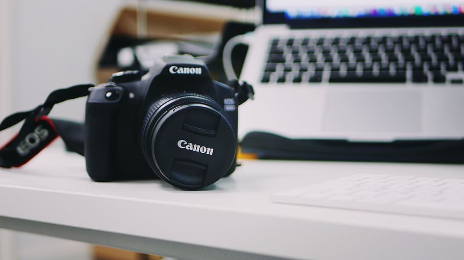 cànon, càmera, oficina, treballar, netejar, blanc, mac, lent, fotografia, dslr, tecnologia, temes de fotografia, càmera - equip fotogràfic, ordinador, equip fotogràfic, comunicació, cap gent, lent - instrument òptic, càmera digital, tecnologia sense fils, a l'interior, equipament, taula, connexió, teclat d’ordinador, color negre, equips informàtics, primer pla, teclat, modern, càmera de vídeo domèstica, càmera slr, 4K