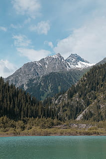 Schneekappen Berg, Karosserie, Wasser, Wolken, Tageslicht, Umgebung, Wald, Eis, See, Landschaft, majestätisch, Berggipfel, Berge, Natur, draußen, Fluss, szenisch, Himmel, Schnee, Bäume, Aussicht, Wildnis, Berg, Schönheit in der Natur, Szenen - Natur, ruhige Szene, wolke - himmel, Ruhe, Baum, Nicht-städtische Szene, keine Leute, Gebirge, idyllisch, Pflanze, kalte Temperatur, Angebot, Gipfel, schneebedeckter Berg, hoch, 5K, CC0, gemeinfrei, lizenzfrei