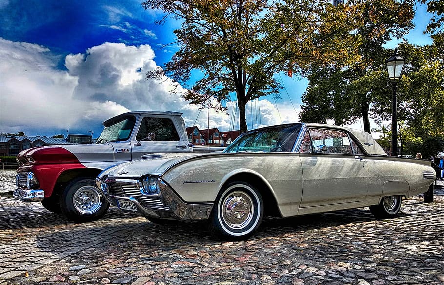 ford thunderbird, ford, Thunderbird, oldtimer, automàtic, contorn, reflexos del sol, clàssic, Amèrica, vell, EUA, bonic, cel, retro, pkw, vehicle, nostàlgic, històricament, nostàlgia, raresa, atreviu-vos, manera de transport, cotxe, automòbil, transport, vehicle terrestre, estil retro, núvol - cel, dia, cotxe d'època, arbre, naturalesa, carrer, planta, cap gent, ciutat, a l'aire lliure, viatjar, estacionari, luxe, crom, 4K
