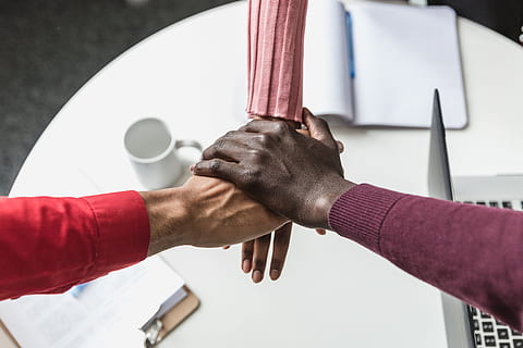 three, team hands photo, Business, Hands, Professional, Teamwork, Diversity, Group, Team, human hand, hand, human body part, two people, holding, adult, men, people, indoors, cooperation, togetherness, close-up, day, males, focus on foreground, women, human limb, human arm, 4K, CC0, public domain, royalty free